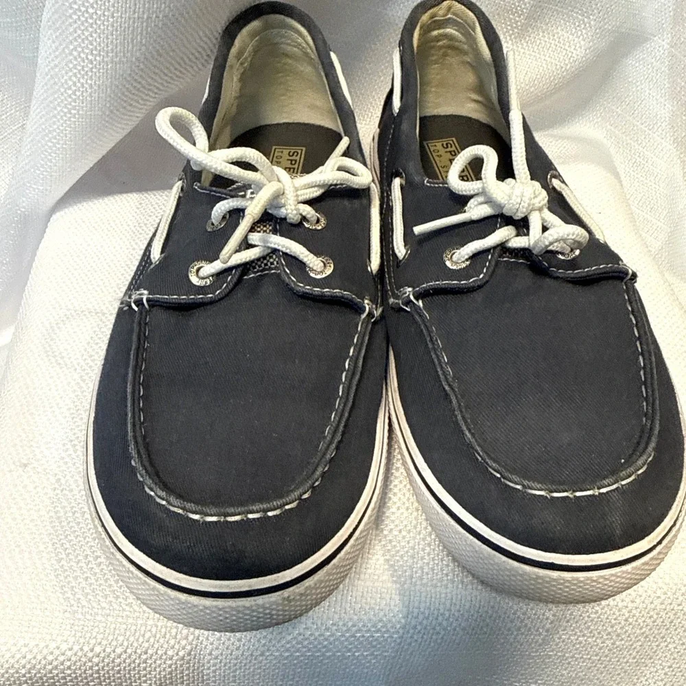 Sperry Top-Sider Halyard Navy Blue Canvas Boat Shoes Mens 5.5M YB38684A